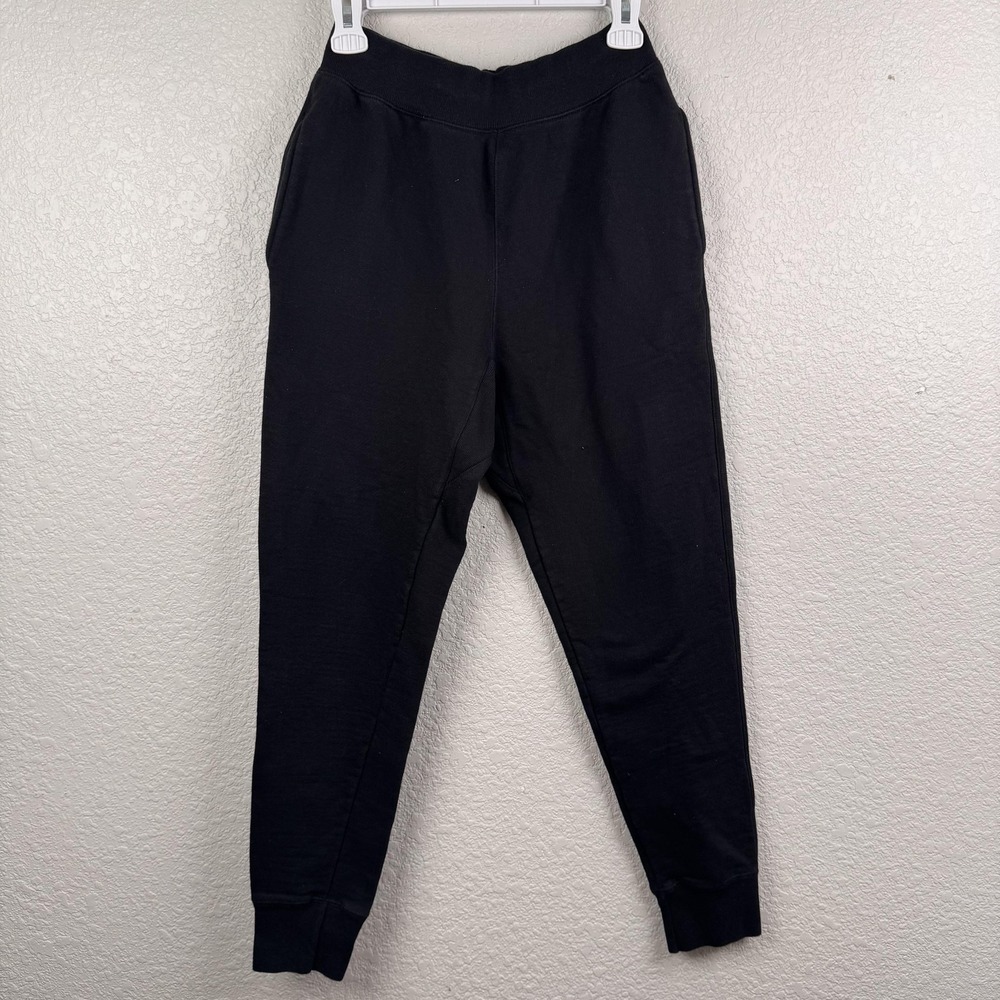 Champion Reverse Weave Pants Mens Small 25x27 Black Joggers Fleece Elastic Cuffs